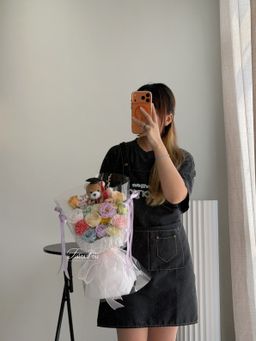 (GB041) Graduation Bear Soap Flower Transparent Bouquet 