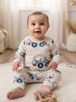 Blue/Ecru Transport Mini Snuggle Pyjamas | Next 