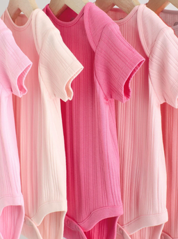Bright Pink 5 Pack Short Sleeve Baby Bodysuits | Next 