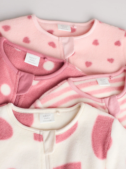 Dusty Rose / Mauve Pink Micro Fleece Two Way Zip Baby Sleepsuit | Next