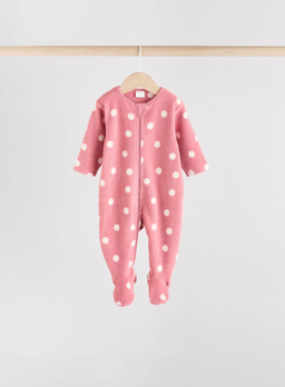 Dusty Rose / Mauve Pink Micro Fleece Two Way Zip Baby Sleepsuit | Next