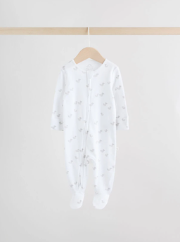 Grey Baby Two Way Zip Sleepsuits 3 Pack | Next