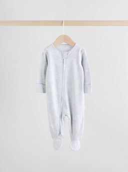 Grey Baby Two Way Zip Sleepsuits 3 Pack | Next