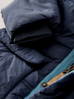 Navy Borg Lined Padded Shower Resistant Coat | Next