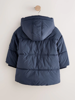 Navy Borg Lined Padded Shower Resistant Coat | Next