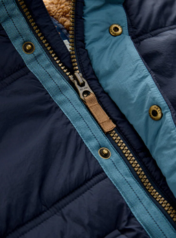 Navy Borg Lined Padded Shower Resistant Coat | Next