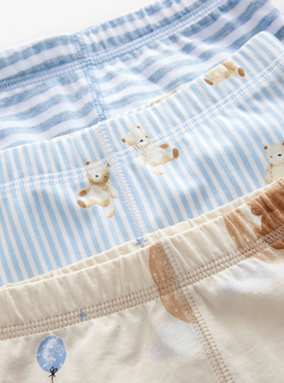 Blue/Ecru Baby Bear Snuggle Pyjamas 3 Pack | Next