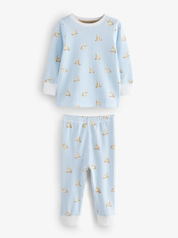 Blue/Ecru Baby Bear Snuggle Pyjamas 3 Pack | Next
