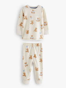 Blue/Ecru Baby Bear Snuggle Pyjamas 3 Pack | Next