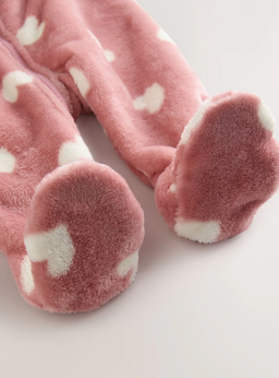 Baby Girls Pink Heart Print Fleece Sleepsuit | Next
