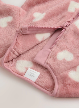 Baby Girls Pink Heart Print Fleece Sleepsuit | Next