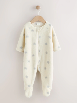 Grey Star Fleece Baby Sleepsuit | Next
