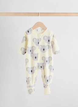 Grey Baby Micro Fleece Two Way Zip Sleepsuits 2 Pack | Next