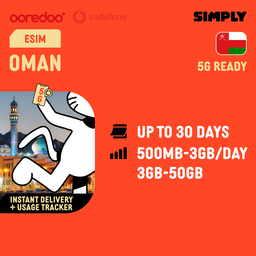 SIMPLY Oman eSIM | Up to 30 Days - Total 3GB - 50GB Data