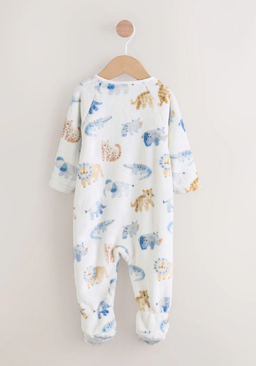 Ecru Safari Fleece Baby Sleepsuit | Next
