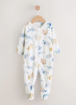 Ecru Safari Fleece Baby Sleepsuit | Next