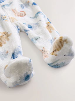 Ecru Safari Fleece Baby Sleepsuit | Next