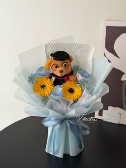 (GB001) Graduation Big Bear Mixed Flower Bouquet