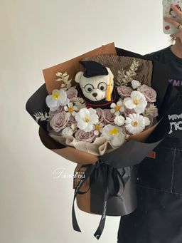 (GB043) Graduation Big Bear Mixed Flower Bouquet  
