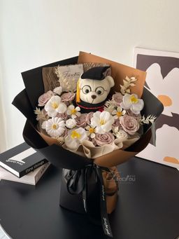 (GB043) Graduation Big Bear Mixed Flower Bouquet  
