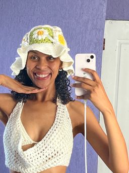 Floral Granny Square Bucket Hat