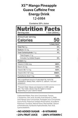 XS™ Sparkling Juiced Energy 12 oz - Caffeine Free Mango Pineapple Guava