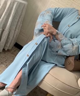 Sky blue Elegance Embroidered Abaya