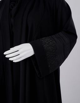 Royal Lace Cuff Premium Black Abaya