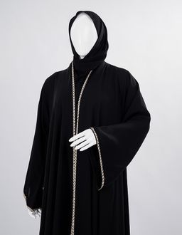 Gold Zigzag Edge Premium Black Abaya 