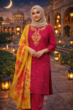 Dola  Handwork Kurtis with Set dola Jacquard Duppata set