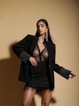 Blazer Sastrería Puño con Strass Black - GLOW