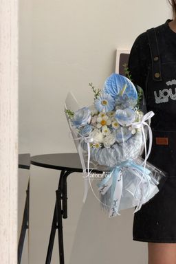 Blue Series Soap Flower Mixed Transparent Bouquet 