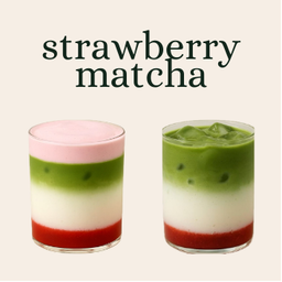 Double Strawberry Matcha Latte (Iced)