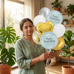 Premium Teal and Gold Anniversary Decor Engagement Anniversary Balloon Decor