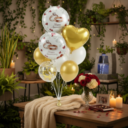 Premium Teal and Gold Anniversary Decorations for Couples