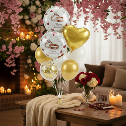 Premium Teal and Gold Anniversary Decorations for Couples