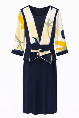 Black and Yellow Peplum Ladies Dress 