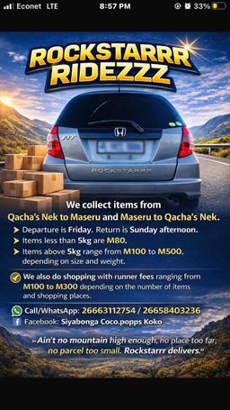 Rockstar Rides(📍Qacha ~ Maseru courier)