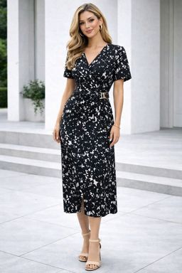 Black and White Dress with Buckle 