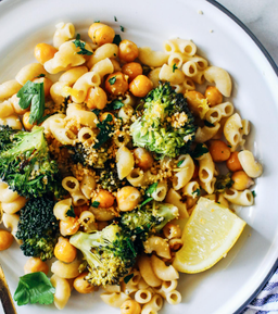 Roasted Broccoli & Chickpea Lemon Pasta