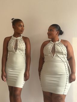 Pearl-Studded halter mini