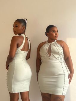 Pearl-Studded halter mini