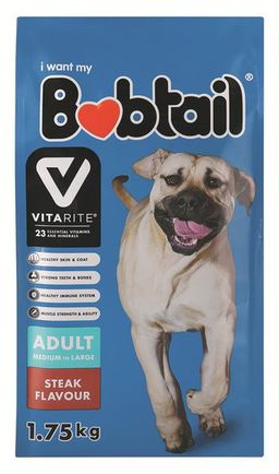 BOBTAIL DOG FOOD MED LARGE DOG STEAK 1 x 1.75KG