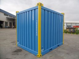 Contenedor marítimo de 10 pies – De segunda mano (azul/amarillo)