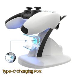 Base de carregamento duplo com LED para comandos PS5 DualSense