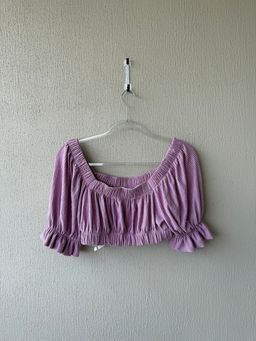Crop top lila a cuadros 