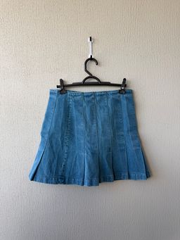 Falda de jean de Tablas Estilo Tenis - Azul Lavado