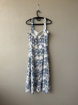 Vestido Midi Albertina - Estampa Floral Azul