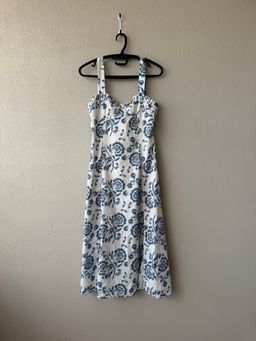 Vestido Midi Albertina - Estampa Floral Azul