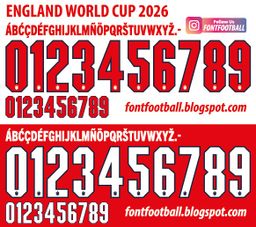 Font Vector England World Cup 2026 kit